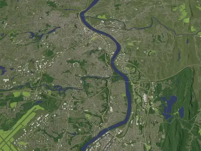 Springfield Massachusetts USA in 20 km x 20 km - city and urban 3D model