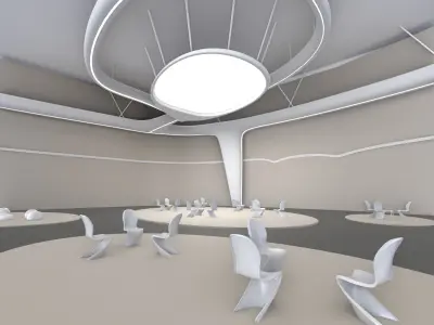 Futuristic Exbition Conference hall Interior 3D model