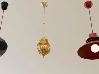 Ceiling Lamp Low-poly 3D model 9