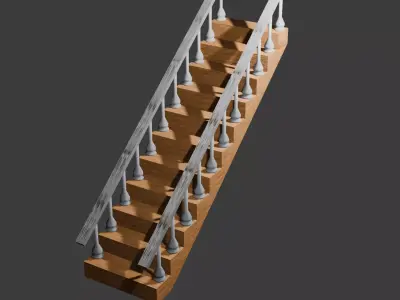 Wooden Stairs with 2k textures and blender file included Free low-poly 3D model