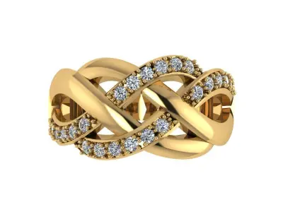 Ring234 infinity ring with diamonds 3D print model