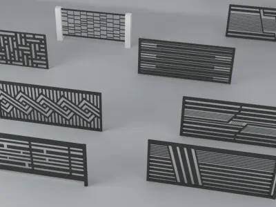 Modern Fences 3D model