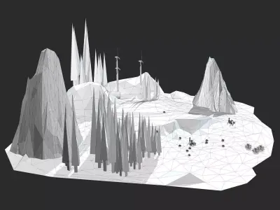 Cartoon Landscape Low Poly 3D model Low-poly 3D model
