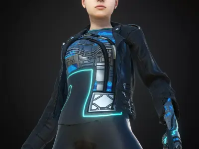 Rigged Man Cyberpunk Character Low-poly 3D model