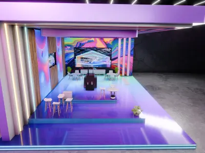 Futuristic Sci-Fi Neon Exhibition Booth 3D Model 3D model