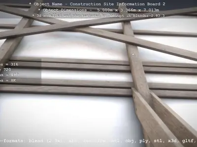 Construction Site Information Board 2 Low-poly 3D model