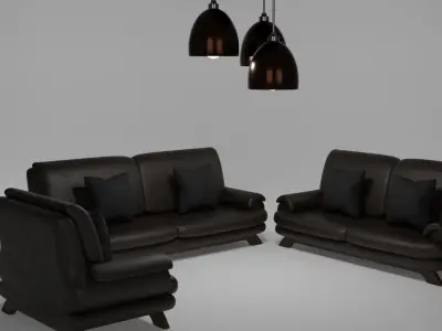 Furniture set Sofa and lights 3D model