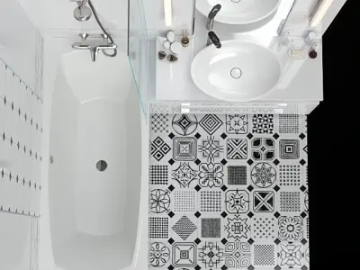 Furniture and decor for a small bathroom 3D model