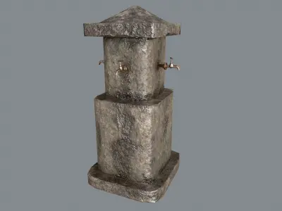 Multiple Drinking Water Taps Low-poly 3D model