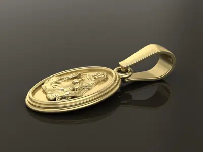 Oval Antique Jesus Christ Pendant 22mm Length 3D print model