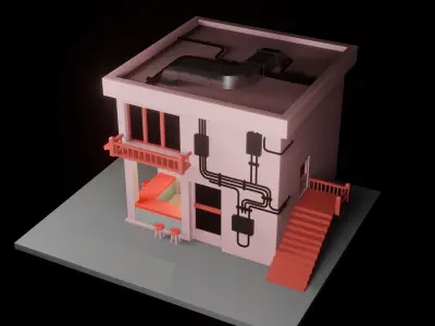 Isometric house 3D Low-poly Low-poly 3D model