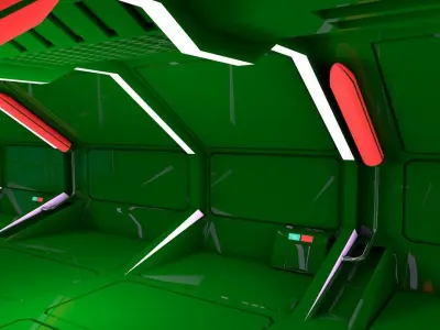sci fi corridor 3D model 7