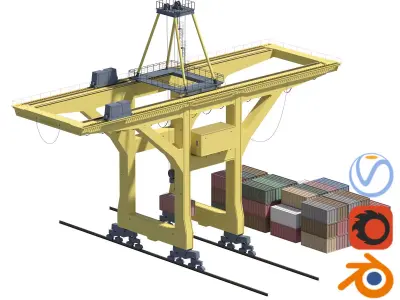 Port Crane and Container Loading Environment 3D model