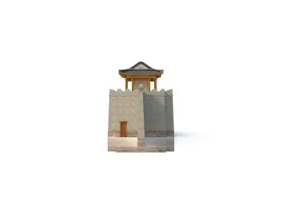 3D Chinese City River Gate Low-poly 3D model