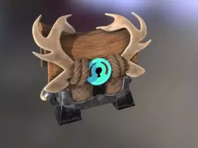 Personalized Deer Horn Treasure Chest Low-poly 3D model
