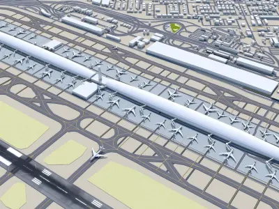 Dubai International Airport 10km Low-poly 3D model