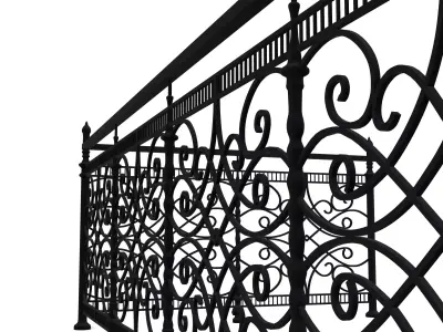 Metal Neoclassical Railing 3 Free 3D model
