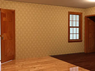 Floor wooden cage with rug inside 3D model