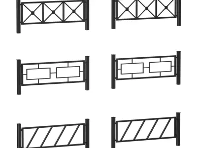Street fencing metal fence 3D model
