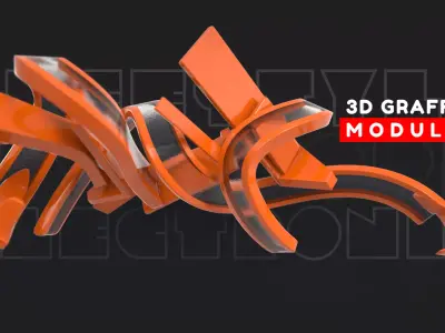 Modular 3D Graffiti Art Abstract Element Flow 3D model