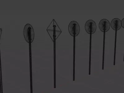 EU traffic signs Free low-poly 3D model