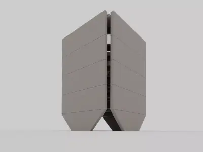 Brutalist Industrial Building 15 Low-poly 3D model
