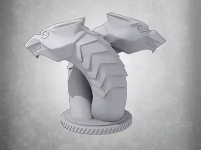 Witcher Silver Sword Double Wolf Head Pommel 3D print model