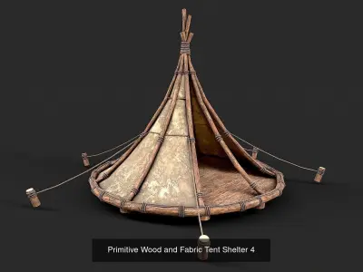Primitive Wood and Fabric Tent Shelter Collection 3D Model Pack