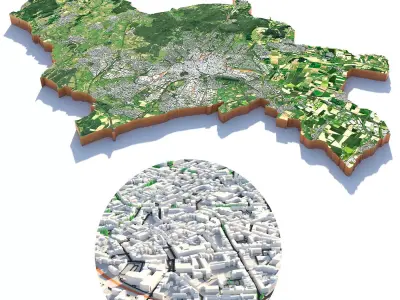 Aachen terrain city 3D model