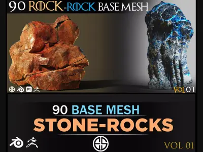 Rock Collection-93 Rock-Rock Base Mesh-Stone-Vol 01 Low-poly 3D model