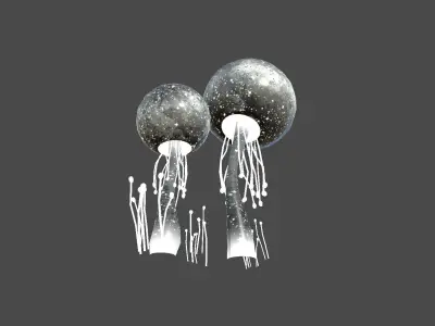 Fantasy Mushroom E10 Black - Scene Backdrop Design Low-poly 3D model