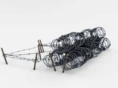 Low Poly Barb Wire Obstacle Low-poly 3D model