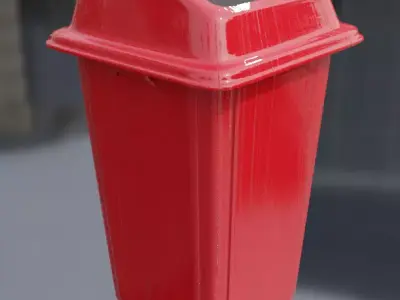 Street garbage bin PBR Game Ready Low-poly 3D model Low-poly 3D model