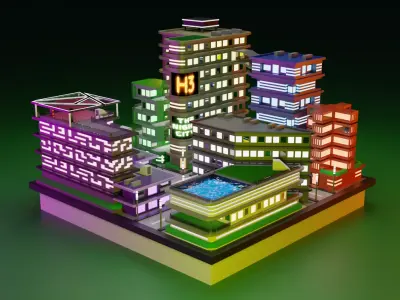 The Night City - Blender Low-poly 3D model