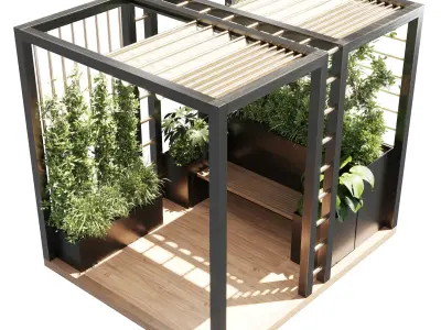 Landscape Furniture with Pergola and Roof garden 19 Low-poly 3D model