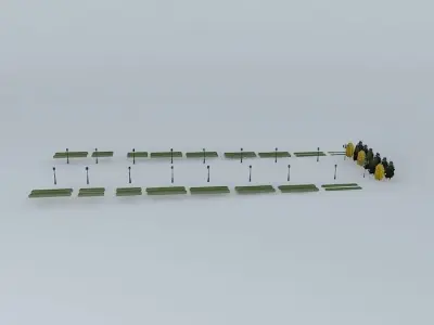 Construction and lampposts 3D model