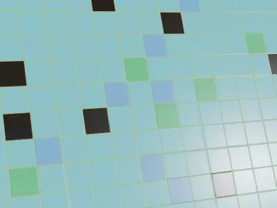 Multi-Tone Teal Art Deco Fan Mosaic Tiles PBR  Texture