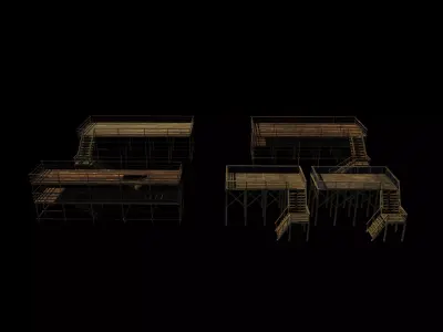 wooden dock set  3D model