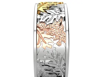 Leaf and Vine and tree of life  wedding rings  3D print model