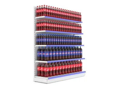 Supermarket Beverage Single Shelf  3D model