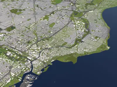 Milwaukee 50x50km City Map Model 3D model