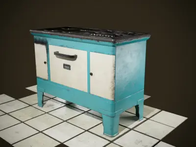 Old oven Low-poly 3D model