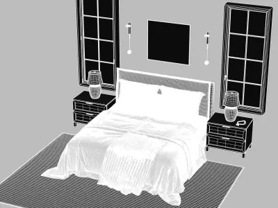 minimalistic modern bedroom 3D model