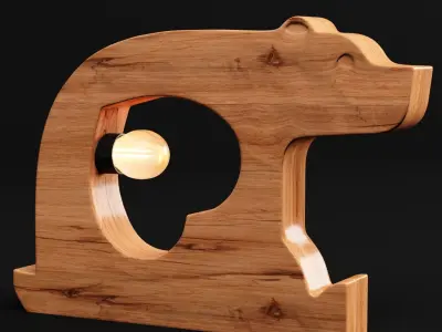 Bear wooden Love Table Lamp 3D model