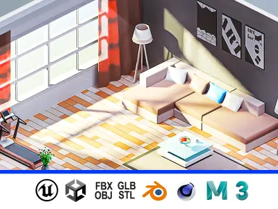 Room 19 Low-poly 3D model