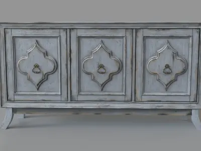 Three Door Media Console 3D model