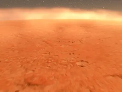  Martian base colony in the crater Planet Mars high detailed animated 3d scene 