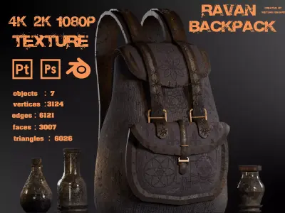 Ravan Backpack Low-poly 3D model