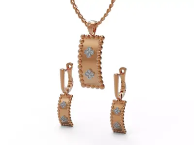 Pendant and earrings 3D print model