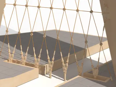  Modern Monumental Archway Structure Sand Gold 